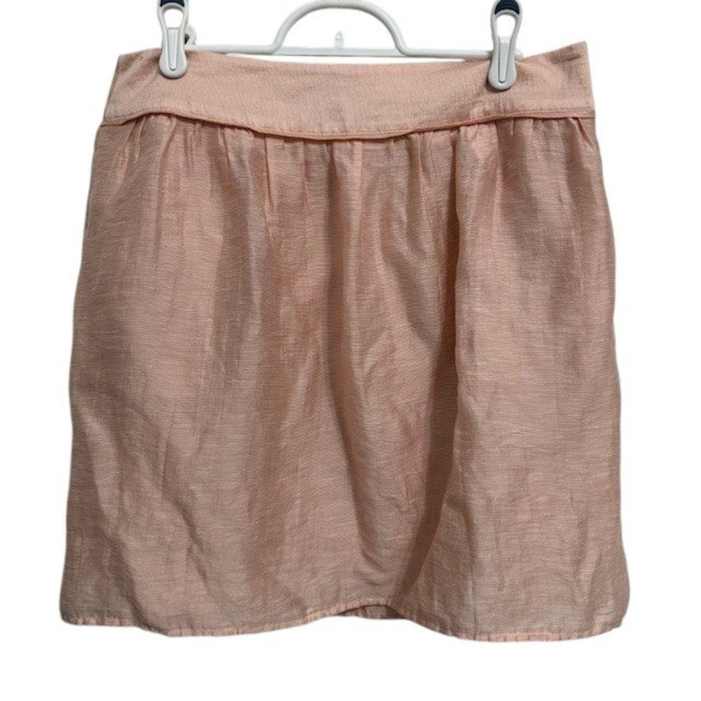 LOFT Pink Skirt Women's Size 6, Mini, Lined, Zipper, Career, Casual‎ Linen Blend